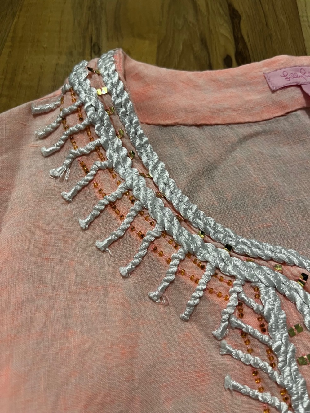 Lilly Pulitzer Pink Embellished V-Neck Top - Picture 5 of 5